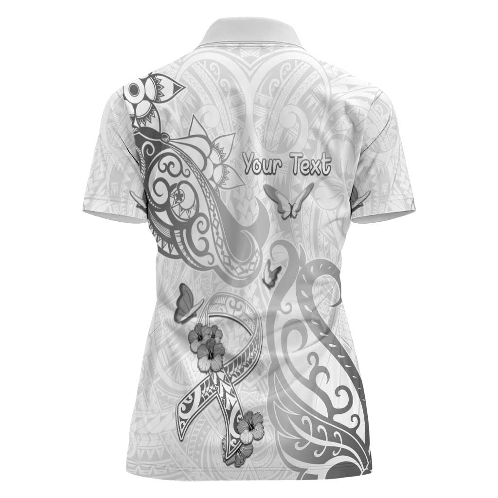 Personalised Brain Cancer Awareness Women Polo Shirt Ribbon Polynesian Pattern LT05 - Polynesian Pride