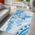 Polynesian Pattern With Plumeria Flowers Area Rug Blue