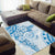 Polynesian Pattern With Plumeria Flowers Area Rug Blue