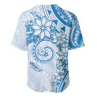 Polynesian Pattern With Plumeria Flowers Baseball Jersey Blue LT05 - Polynesian Pride