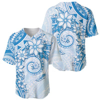 Polynesian Pattern With Plumeria Flowers Baseball Jersey Blue LT05 - Polynesian Pride