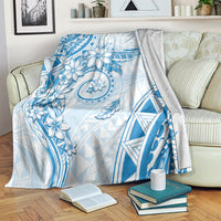 Polynesian Pattern With Plumeria Flowers Blanket Blue LT05 Blue - Polynesian Pride