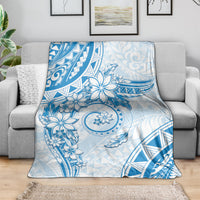 Polynesian Pattern With Plumeria Flowers Blanket Blue LT05 - Polynesian Pride