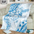 Polynesian Pattern With Plumeria Flowers Blanket Blue