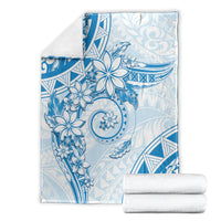 Polynesian Pattern With Plumeria Flowers Blanket Blue LT05 - Polynesian Pride