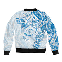 Polynesian Pattern With Plumeria Flowers Bomber Jacket Blue LT05 - Polynesian Pride
