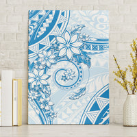 Polynesian Pattern With Plumeria Flowers Canvas Wall Art Blue LT05 Without Frame Blue - Polynesian Pride