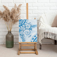 Polynesian Pattern With Plumeria Flowers Canvas Wall Art Blue LT05 - Polynesian Pride