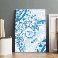 Polynesian Pattern With Plumeria Flowers Canvas Wall Art Blue LT05 - Polynesian Pride