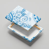 Polynesian Pattern With Plumeria Flowers Canvas Wall Art Blue LT05 - Polynesian Pride
