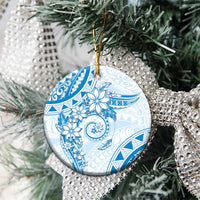 Polynesian Pattern With Plumeria Flowers Ceramic Ornament Blue LT05 - Polynesian Pride