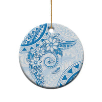 Polynesian Pattern With Plumeria Flowers Ceramic Ornament Blue LT05 - Polynesian Pride