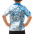 Polynesian Pattern With Plumeria Flowers Family Matching Off The Shoulder Long Sleeve Dress and Hawaiian Shirt Blue