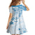 Polynesian Pattern With Plumeria Flowers Family Matching Off The Shoulder Long Sleeve Dress and Hawaiian Shirt Blue