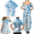 Polynesian Pattern With Plumeria Flowers Family Matching Summer Maxi Dress and Hawaiian Shirt Blue