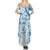 Polynesian Pattern With Plumeria Flowers Family Matching Summer Maxi Dress and Hawaiian Shirt Blue