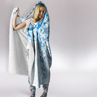 Polynesian Pattern With Plumeria Flowers Hooded Blanket Blue LT05 - Polynesian Pride
