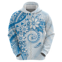 Polynesian Pattern With Plumeria Flowers Hoodie Blue LT05 - Polynesian Pride