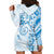 Polynesian Pattern With Plumeria Flowers Hoodie Dress Blue