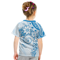 Polynesian Pattern With Plumeria Flowers Kid T Shirt Blue LT05 - Polynesian Pride