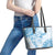 Polynesian Pattern With Plumeria Flowers Leather Tote Bag Blue