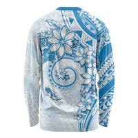 Polynesian Pattern With Plumeria Flowers Long Sleeve Shirt Blue LT05 - Polynesian Pride
