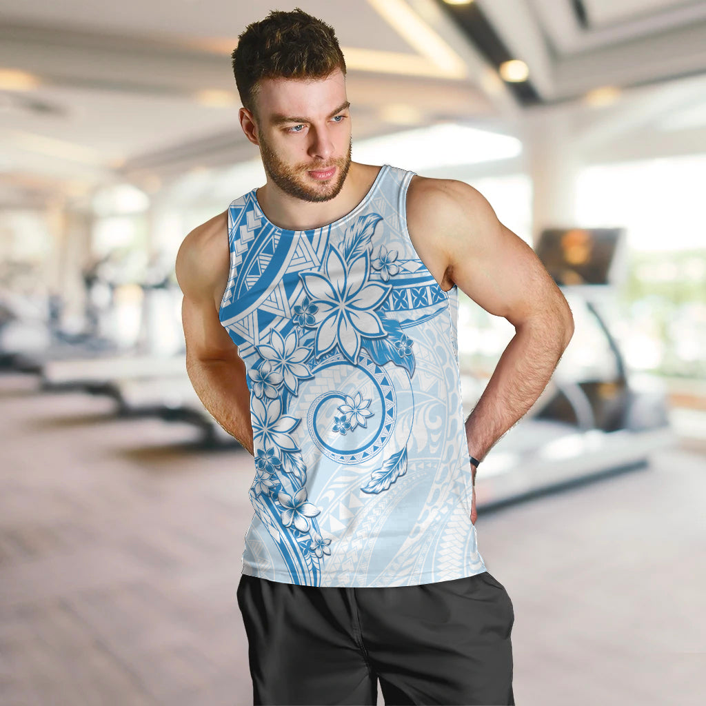 Polynesian Pattern With Plumeria Flowers Men Tank Top Blue LT05 Blue - Polynesian Pride