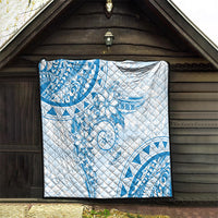 Polynesian Pattern With Plumeria Flowers Quilt Blue LT05 - Polynesian Pride
