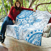 Polynesian Pattern With Plumeria Flowers Quilt Blue LT05 - Polynesian Pride