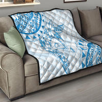 Polynesian Pattern With Plumeria Flowers Quilt Blue LT05 - Polynesian Pride