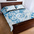 Polynesian Pattern With Plumeria Flowers Quilt Bed Set Blue