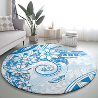 Polynesian Pattern With Plumeria Flowers Round Carpet Blue LT05 - Polynesian Pride