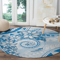 Polynesian Pattern With Plumeria Flowers Round Carpet Blue LT05 - Polynesian Pride