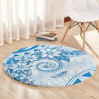 Polynesian Pattern With Plumeria Flowers Round Carpet Blue LT05 - Polynesian Pride