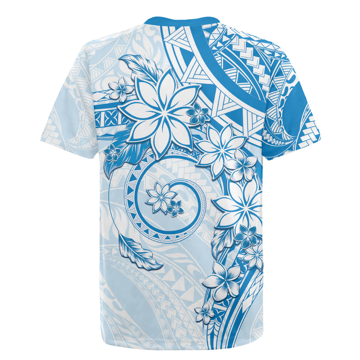 Polynesian Pattern With Plumeria Flowers Rugby Jersey Blue LT05 - Polynesian Pride