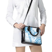 Polynesian Pattern With Plumeria Flowers Shoulder Handbag Blue LT05 - Polynesian Pride