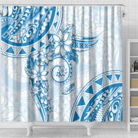 Polynesian Pattern With Plumeria Flowers Shower Curtain Blue LT05 - Polynesian Pride