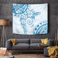 Polynesian Pattern With Plumeria Flowers Tapestry Blue LT05 - Polynesian Pride
