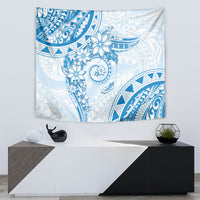 Polynesian Pattern With Plumeria Flowers Tapestry Blue LT05 - Polynesian Pride