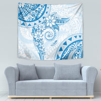 Polynesian Pattern With Plumeria Flowers Tapestry Blue LT05 - Polynesian Pride