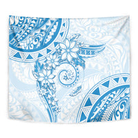 Polynesian Pattern With Plumeria Flowers Tapestry Blue LT05 - Polynesian Pride