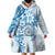 Polynesian Pattern With Plumeria Flowers Wearable Blanket Hoodie Blue