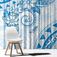 Polynesian Pattern With Plumeria Flowers Window Curtain Blue LT05 - Polynesian Pride