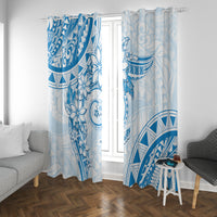 Polynesian Pattern With Plumeria Flowers Window Curtain Blue LT05 With Grommets Blue - Polynesian Pride