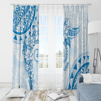Polynesian Pattern With Plumeria Flowers Window Curtain Blue LT05 - Polynesian Pride