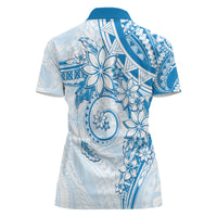 Polynesian Pattern With Plumeria Flowers Women Polo Shirt Blue LT05 - Polynesian Pride