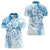 Polynesian Pattern With Plumeria Flowers Women Polo Shirt Blue