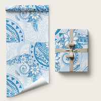 Polynesian Pattern With Plumeria Flowers Wrapping Paper Blue LT05 58" × 23" Blue - Polynesian Pride