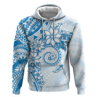 Polynesian Pattern With Plumeria Flowers Zip Hoodie Blue LT05 Pullover Hoodie Blue - Polynesian Pride