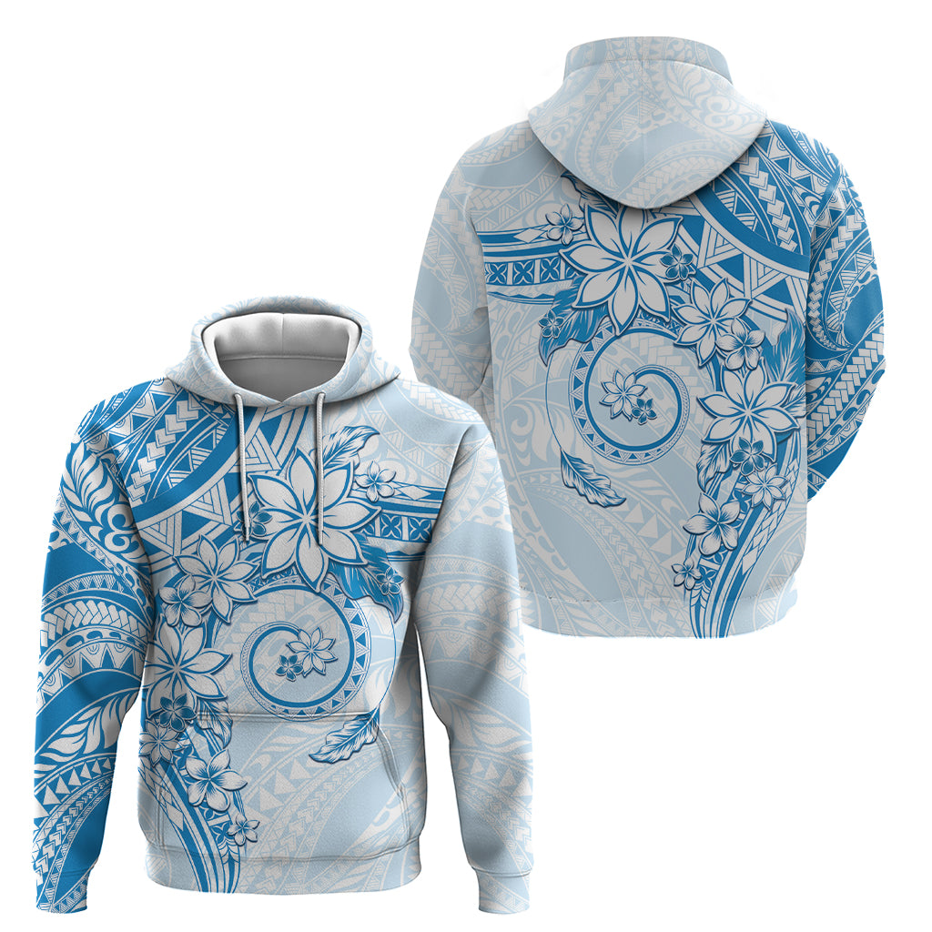 Polynesian Pattern With Plumeria Flowers Zip Hoodie Blue LT05 - Polynesian Pride